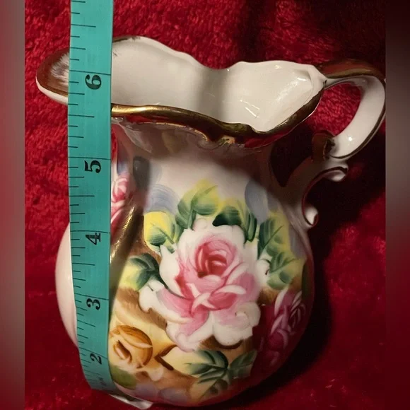 Vintage Andrea by Sadek pitcher and plate set - Roses made in Japan - #7597 - Picture 9 of 12